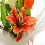 Bouquet de fleurs artificielles tulipes mélange orange, blanc, jaune 75 cm - 1