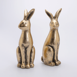 Pareja de conejos de Pascua de cerámica dorada 2 piezas  - 1