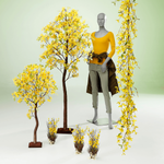 Forsythien-Kunstbaum mit Standplatte 200 cm - 1