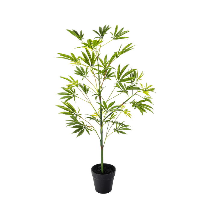 Knstliche Hanfpflanze 90cm Deko Baum Kunstpflanze Zimmerpflanze  Cannabispflanze | eBay.de