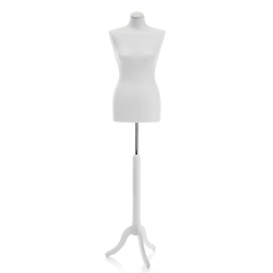 Ladies tailor&#039;s bust white on white tripod stand 148 - 178 cm high