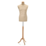 Men's tailor's bust ecru on light oak tripod stand 148 - 178 cm high - 0