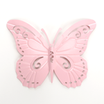 Decoración de pared de metal con forma de mariposa 28 x 38 cm rosa - 0