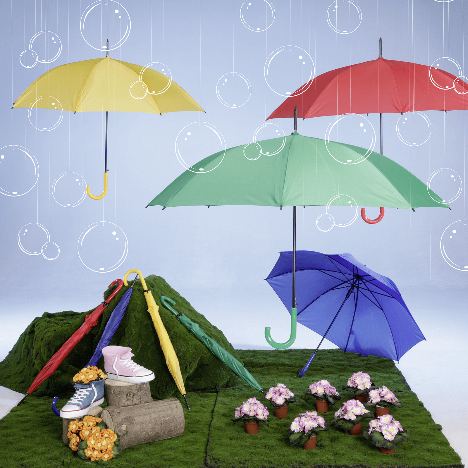 Paraguas con mecanismo automático 100 cm Ø, 84 cm blanco - 1 Paraguas con mecanismo automático 100 cm Ø, 84 cm blanco - 1