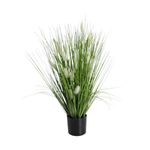 Herbe velours décorative en pot noir 25 x 25 x 50 cm - 0