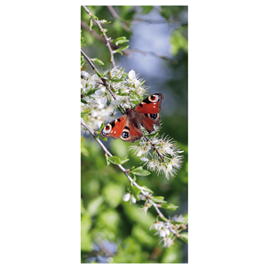 Flame retardant fabric banner "red butterfly peacock eye" made of flag fabric 75 x 180 cm