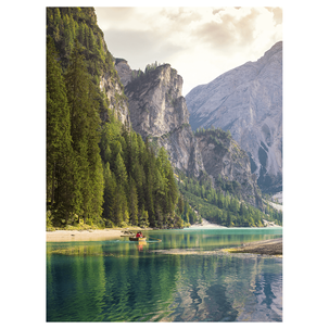 XL-Stoffbanner „Ruderboot auf Gebirgssee“ aus schwer entflammbarem Fahnenstoff 150 x 200 cm