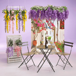 Bannière en tissu ignifugé "ruelle méditerranéenne avec bougainvilliers" - 1