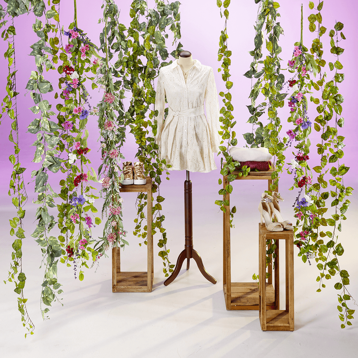 Guirnalda de hiedra artificial pothos 170 cm verde amarillo - 4