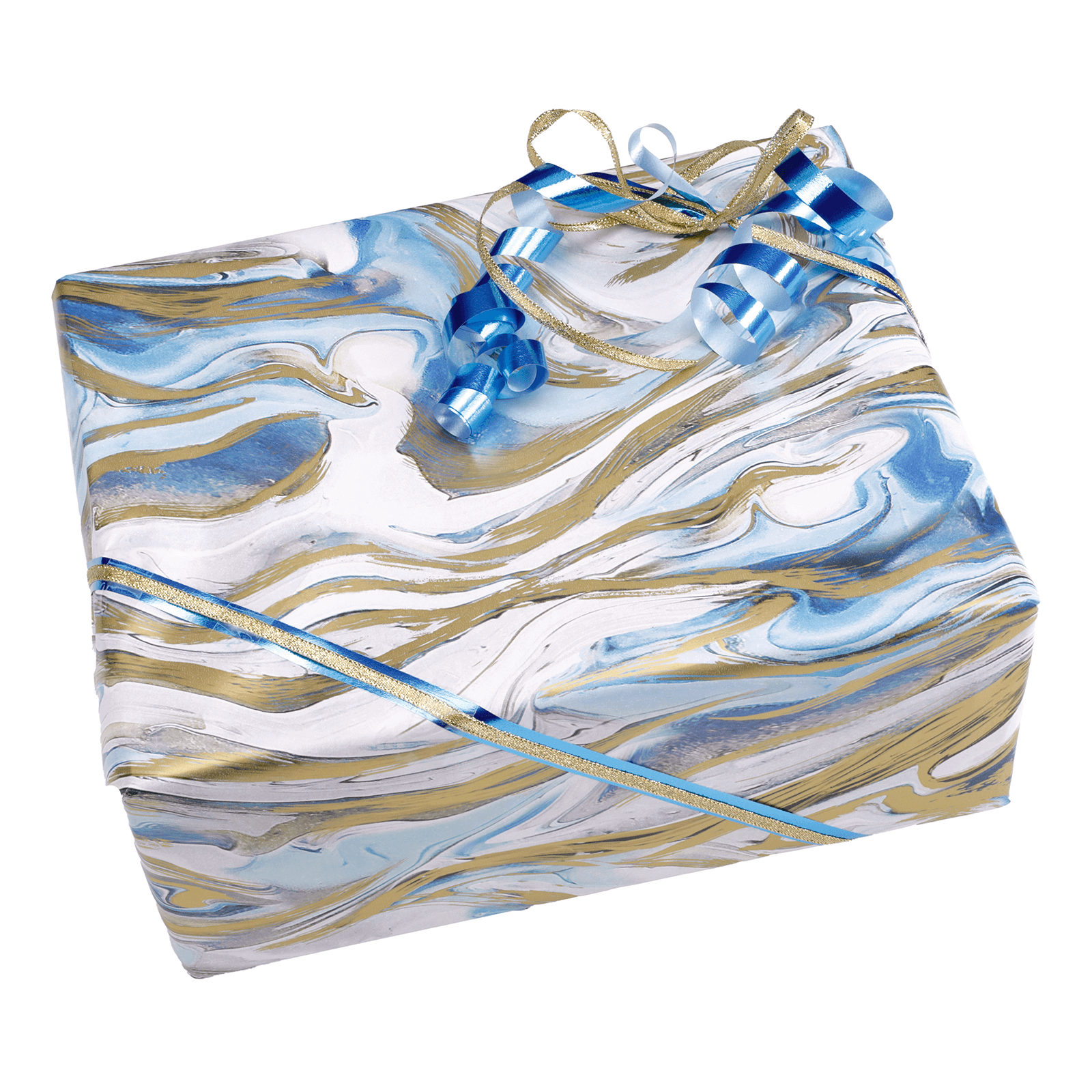 Papel de envolver sostenible azul y dorado - Rollo de papel de envolver de 50 m - 1