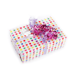 Sustainable white wrapping paper with colourful hearts - 50 m wrapping paper roll - 1