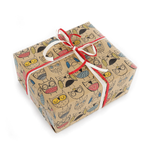 Recycled kraft paper with colourful owls - 50 m wrapping paper roll - 1
