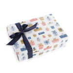 Papier kraft écologique de betterave à sucre avec cadeaux roses, bleus & or - rouleau de 50 m de papier cadeau - 1