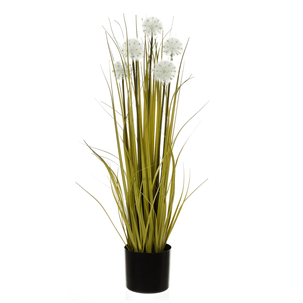 Herbe artificielle avec pissenlits en pot noir 85 cm