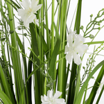 Artificial deco grass with white flowers - 1