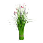 Artificial decorative grass with pink flowers - 0