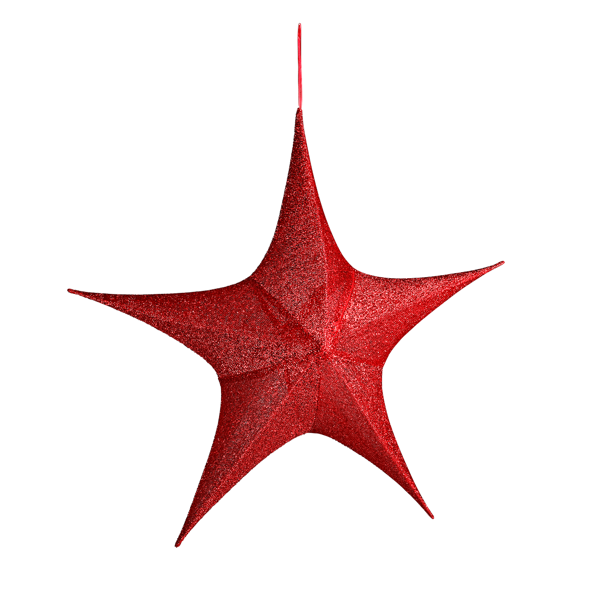 Estrella plegable de tela con purpurina en rojo y cremallera - 2