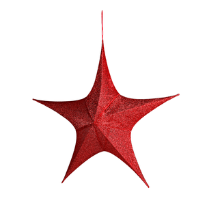 Deko Stoff-Faltstern glitter rot mit Reiverschluss | DecoWoerner