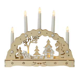 Weihnachts Schwibbogen Aus Holz - Lichterbogen Mit LED Kerzen Batteriebetrieben