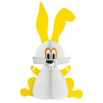 Lapin de Pâques en papier gaufré jaune et blanc  - 0