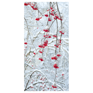 Flame retardant fabric banner "Winter berries" made of flag fabric 100 x 200 cm