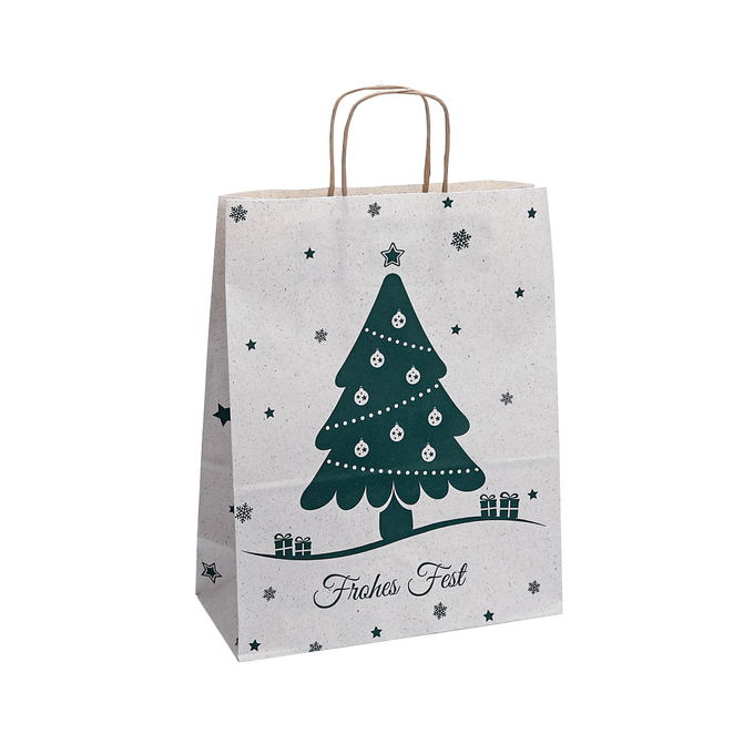 Sac cabas Sapin de No l papier d herbe 34 x 26 x 12 cm 50