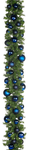 Artificial fir garland with dark blue Christmas baubles - 1