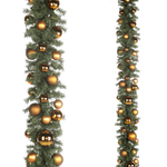 Guirlande de sapin artificielle avec boules de Noël cuivrées - 0