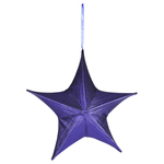 Estrella plegable de tela decorativa, azul metalizado, con cremallera  - 0