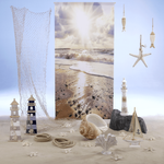 Schwer entflammbarer Stoffbanner Meeresstrand 100 x 200 cm - 1