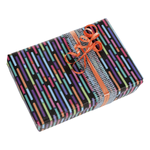 Black wrapping paper colourful stripes, 50 cm, 50 m - 1