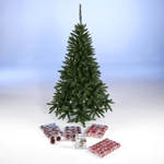 Economy pack Christmas tree 220 cm incl. red plastic baubles and fairy lights  - 1