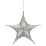 Estrella plegable de tela decorativa en plata metalizada con cremallera - 0