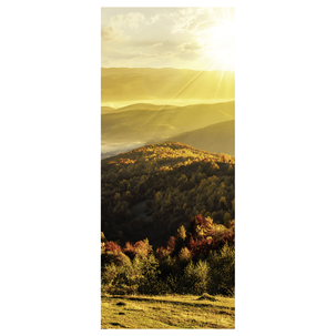 Schwer entflammbarer Stoffbanner "Morgen im Bergland" 75 x 180 cm