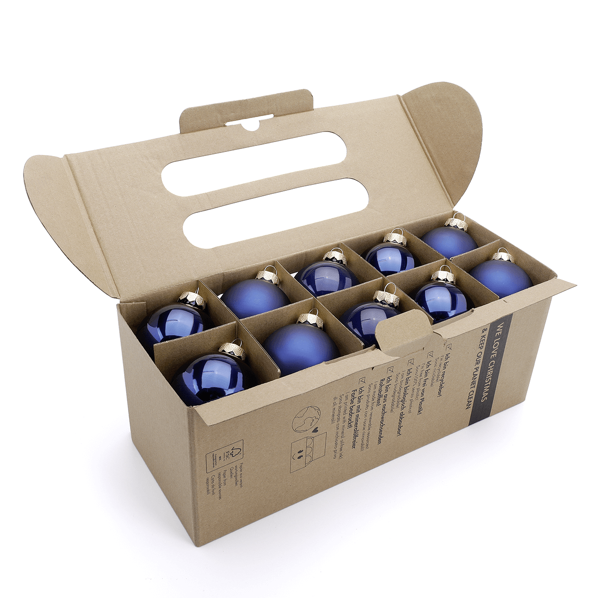 Weihnachtskugel aus Glas mit 3 verschiedenen Oberflächen dunkelblau - 4 Weihnachtskugel aus Glas mit 3 verschiedenen Oberflächen dunkelblau - 4