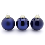 Boule de Noël en verre avec 3 surfaces différentes bleu foncé - 0