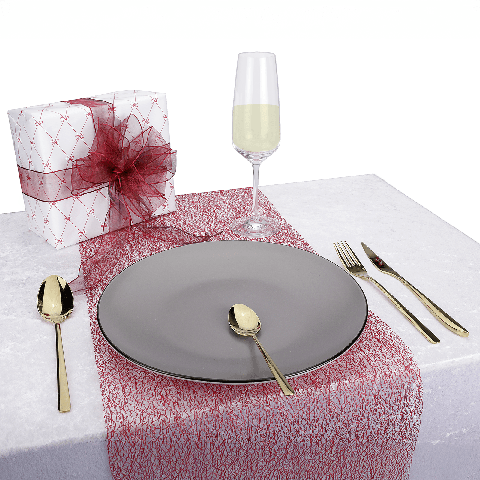 Geschenkpapier Schleifchen weiß / rot, 70cm breit, 40 m Rolle - 4