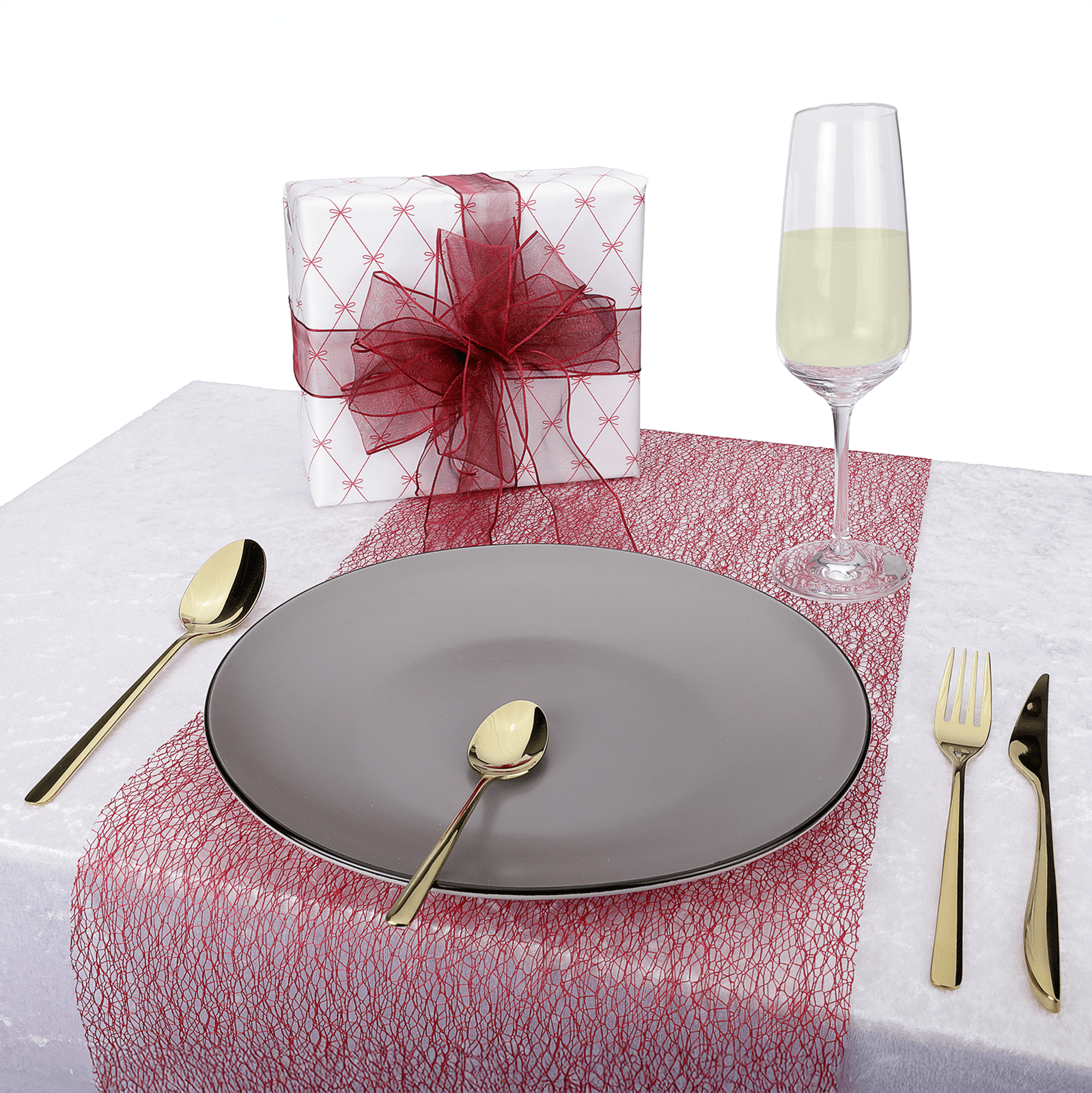 Geschenkpapier Schleifchen weiß / rot, 70cm breit, 40 m Rolle - 6