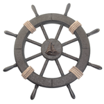 Roue de gouvernail décorative en bois 45 cm Ø - 0