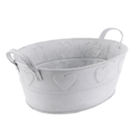 Zinc tub with heart pattern white 32 cm - 1