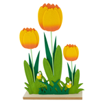 Pradera de tulipanes de fieltro 39 cm - 0