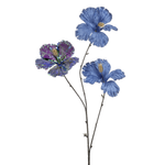 Branche d'hibiscus artificielle 82 cm bleu irisé - 0