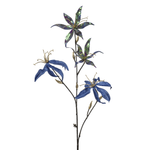 Branche de gloriosa artificielle 78 cm bleu irisé - 0