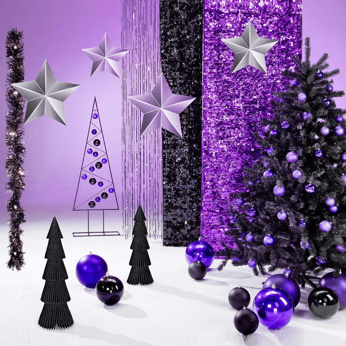 Adornos de Navidad de plástico púrpura mate - 6 Adornos de Navidad de plástico púrpura mate - 6