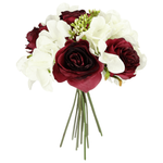 Bouquet artificiel de roses et d'hortensias 28 cm - 0