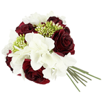 Bouquet artificiel de roses et d'hortensias 28 cm - 3