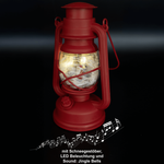 Sound lantern with snow effect in red 24.5 cm  - 1