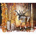 Bannière en tissu XXL "Chemin forestier d'automne" difficilement inflammable - 5