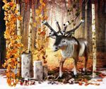 Bannière en tissu XXL "Chemin forestier d'automne" difficilement inflammable - 6