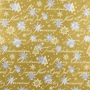 Geschenkpapier Frohe Weihnachten gold 50 cm, 50 m
